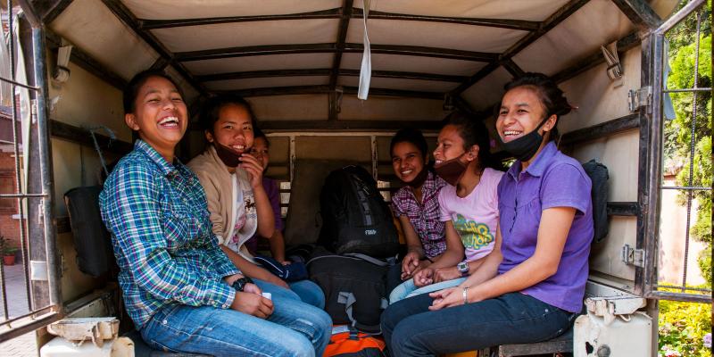 Ambassadors crammed into jeep