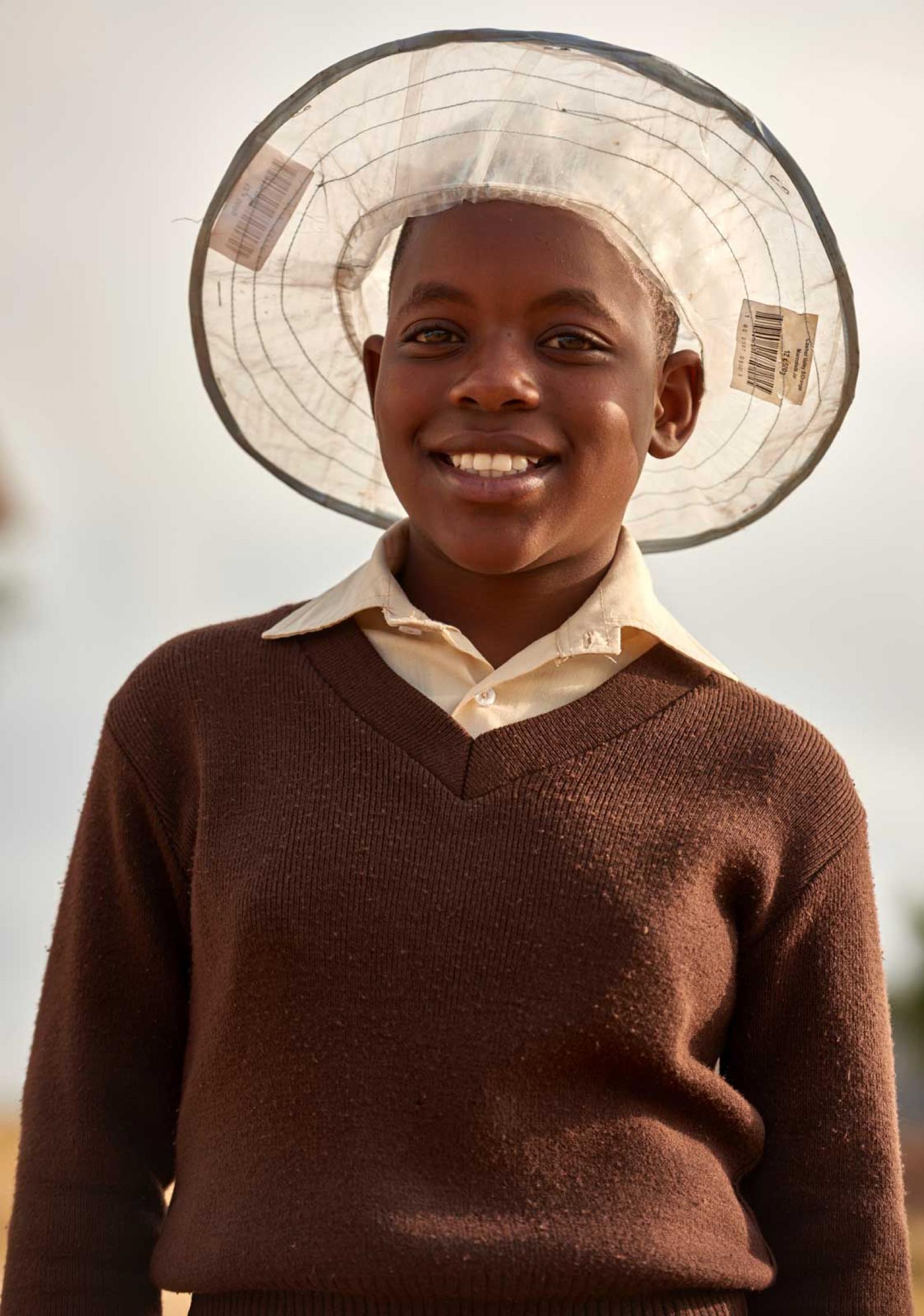 Boy with plastic hat