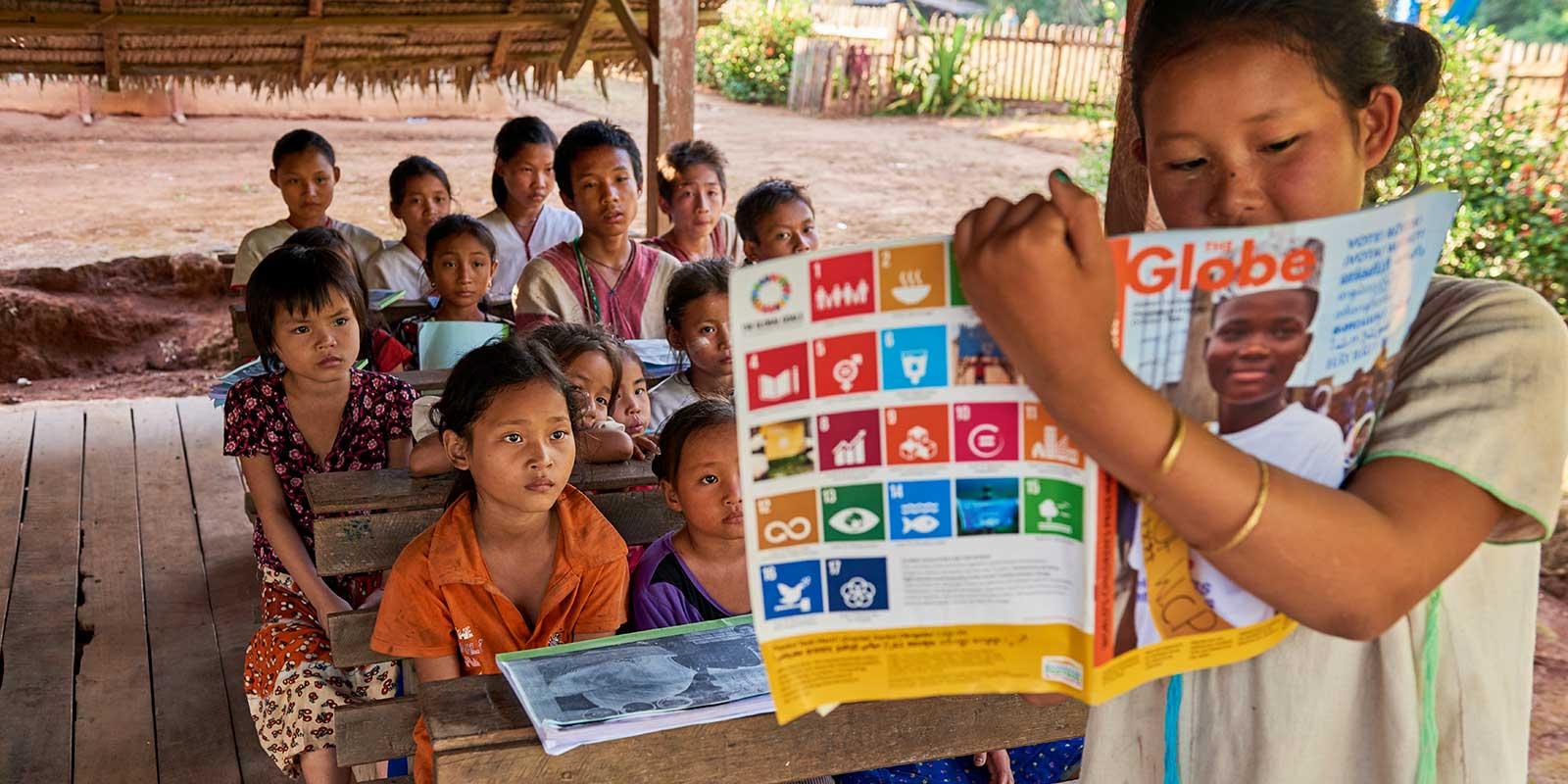 Children working with The Globe