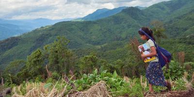 Burmese girl walking 