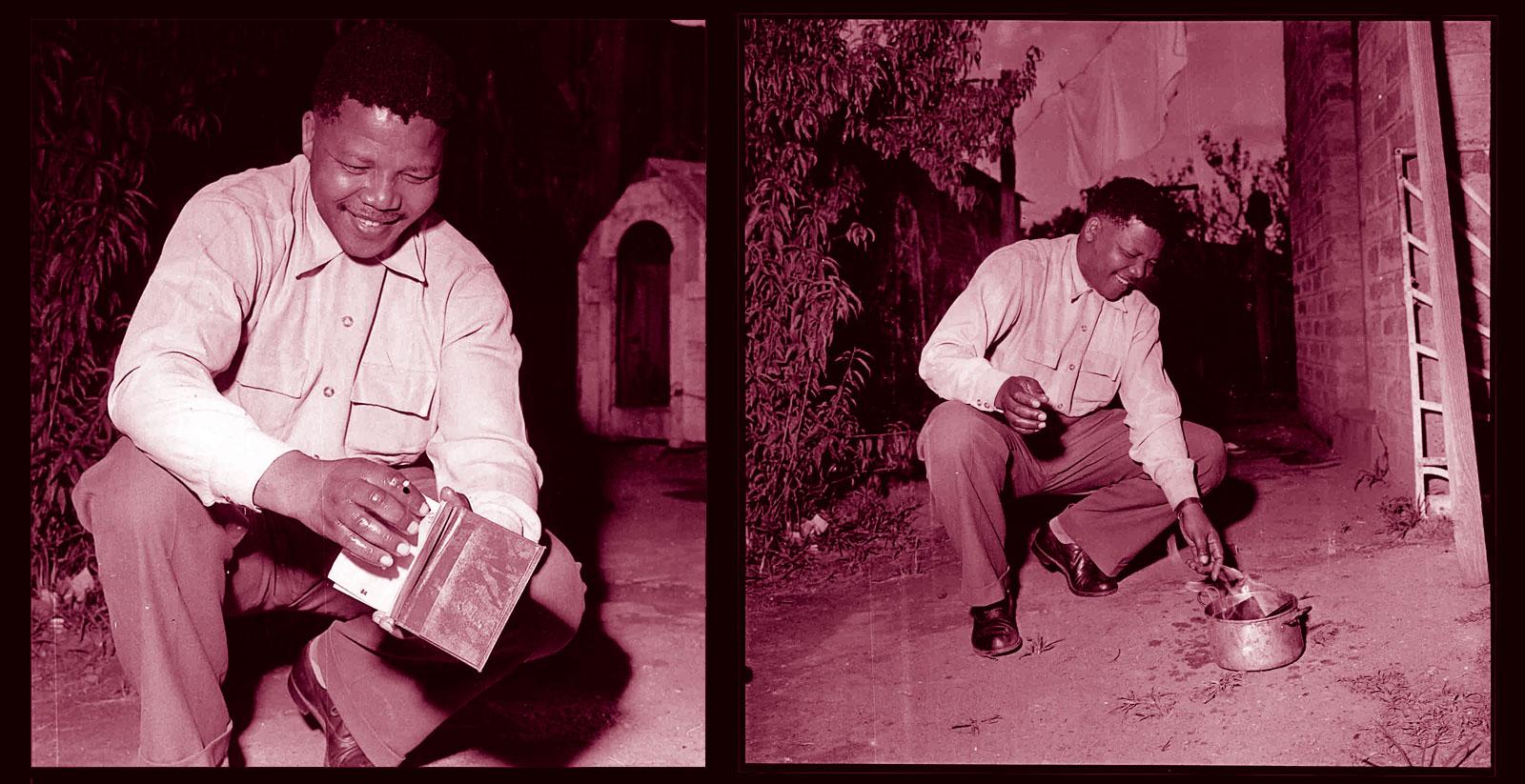 Nelson Mandela burns his passport