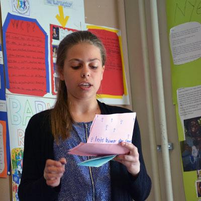 Girls holding speech.
