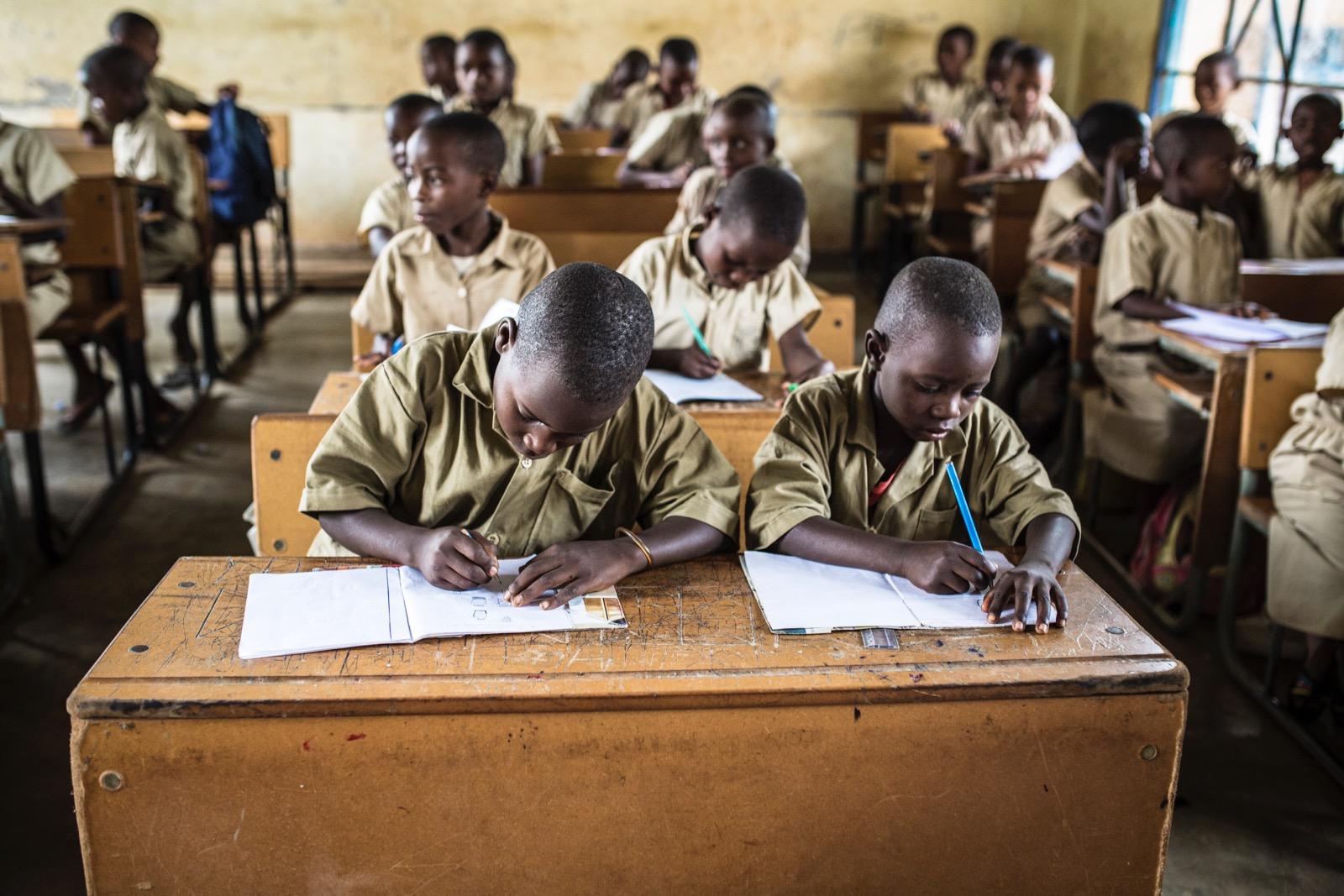 Young students inside a classroom.