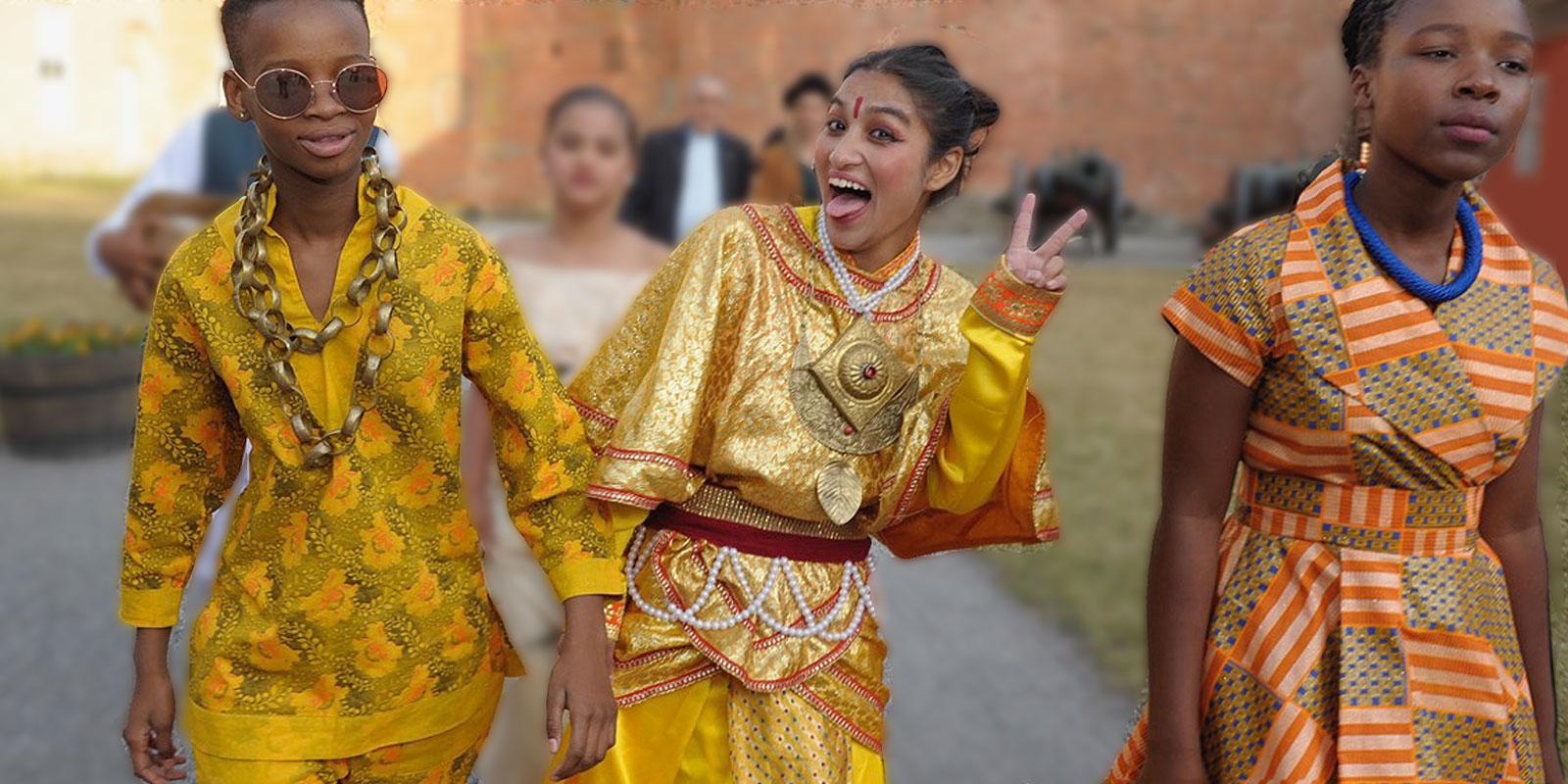 The girls in cool clothes from South Africa, Nepal and Zimbabwe.
