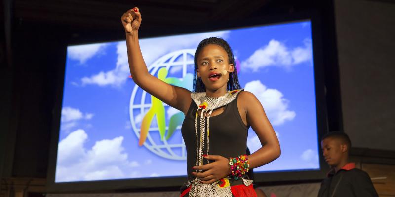 Girl raising her fist