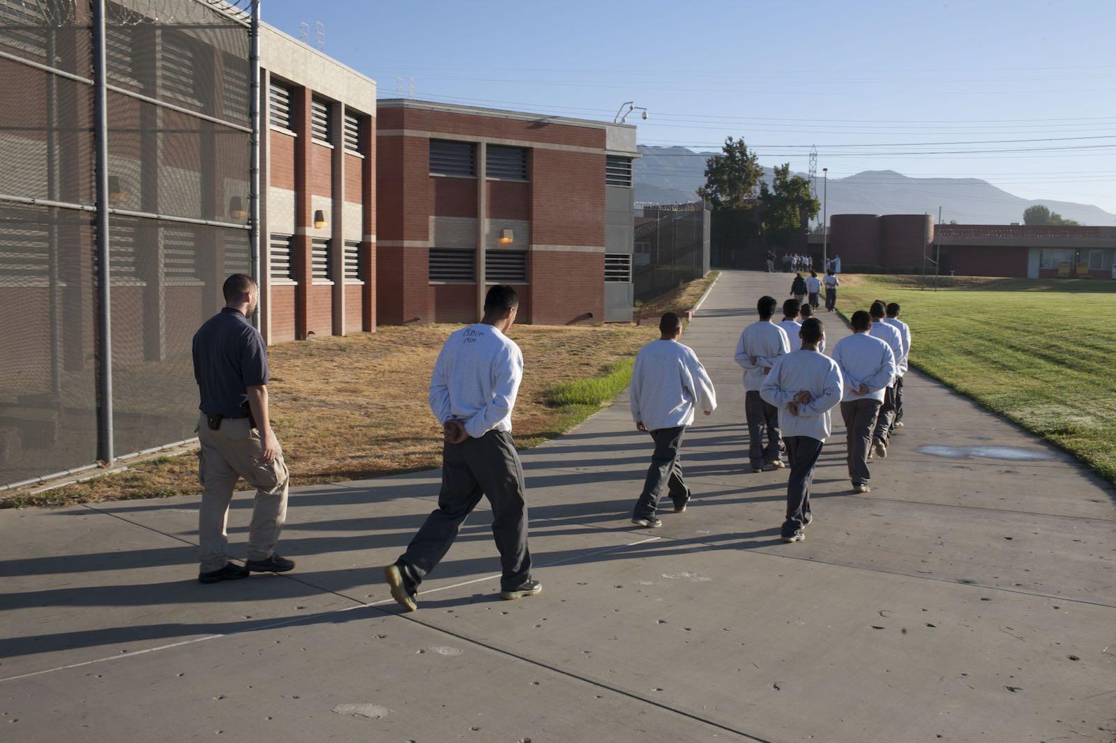 Walking to chapel, Sylmar